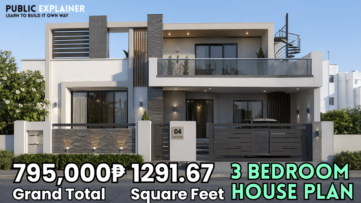 Best 3 bedroom house plans | 1291.67 Sqft, 795,000₱ Cost