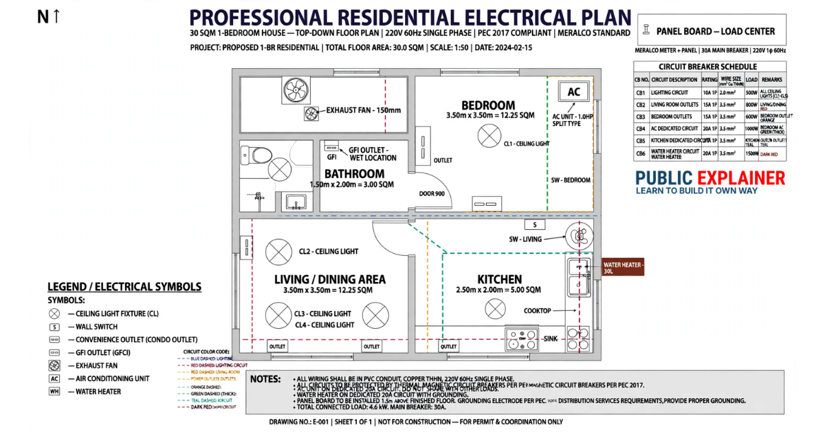 Small House Electrical Plan​ || Complete 30 Sqm Guide for the Philippines