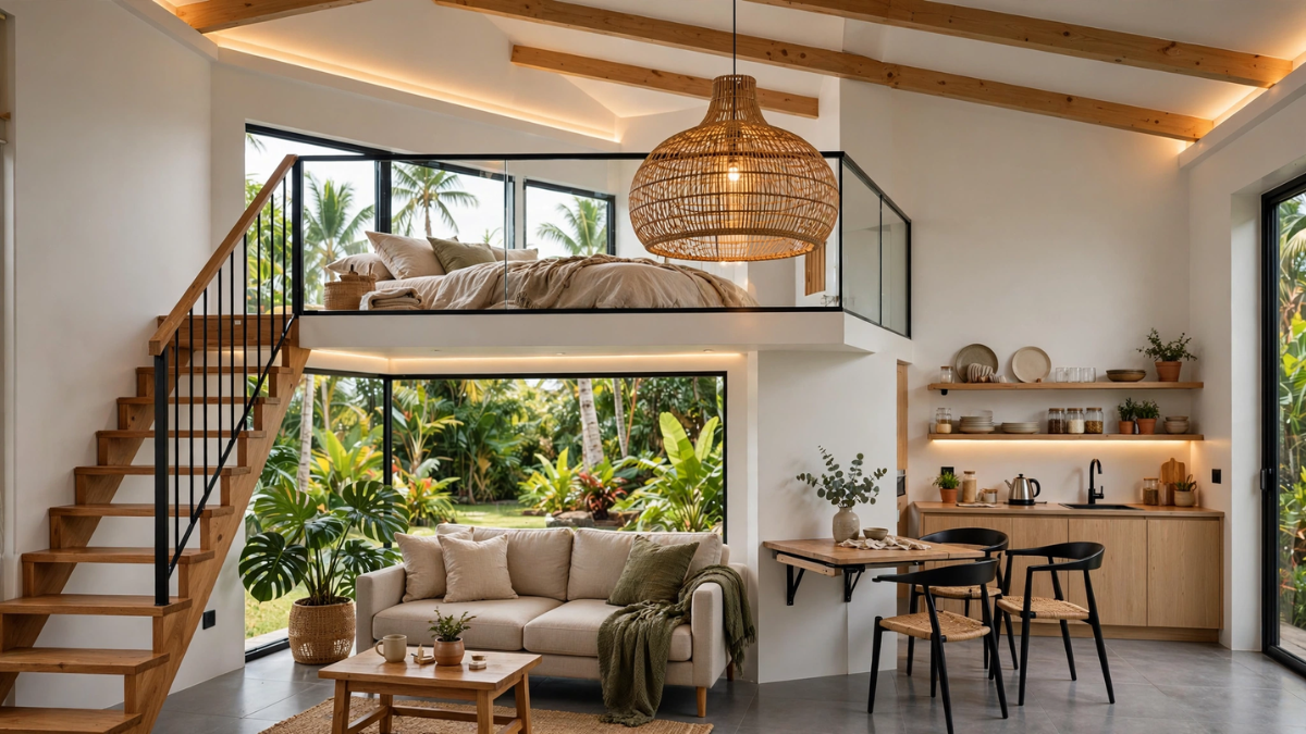 Tiny House Design Interior Double Height Living Room