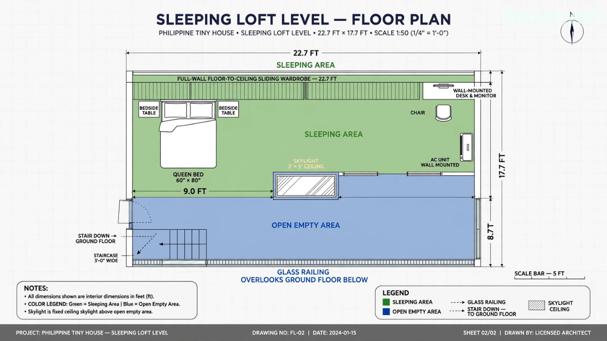 Tiny House Design Loft Level Plan