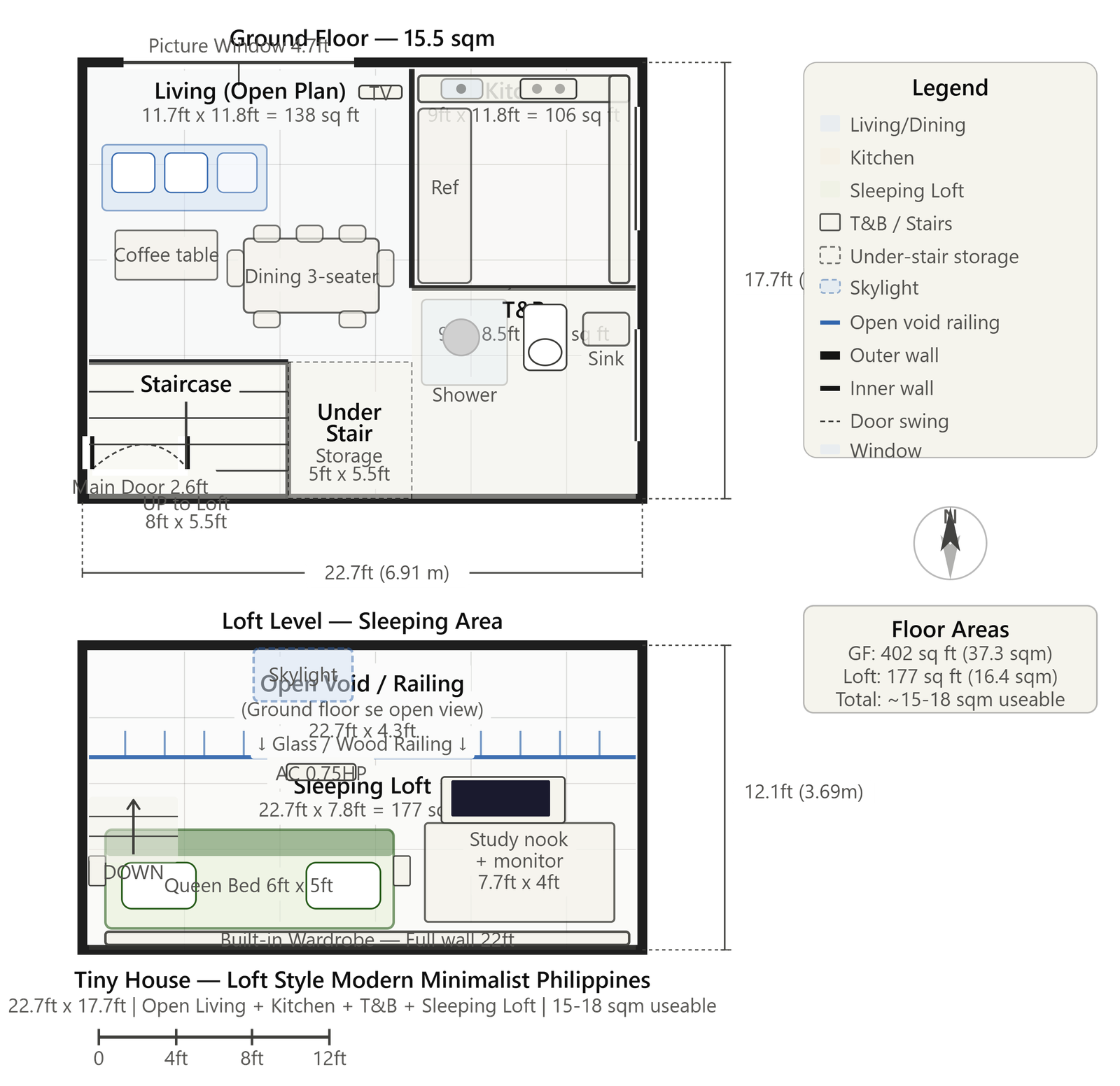 Tiny House Design 2d drwaing plan